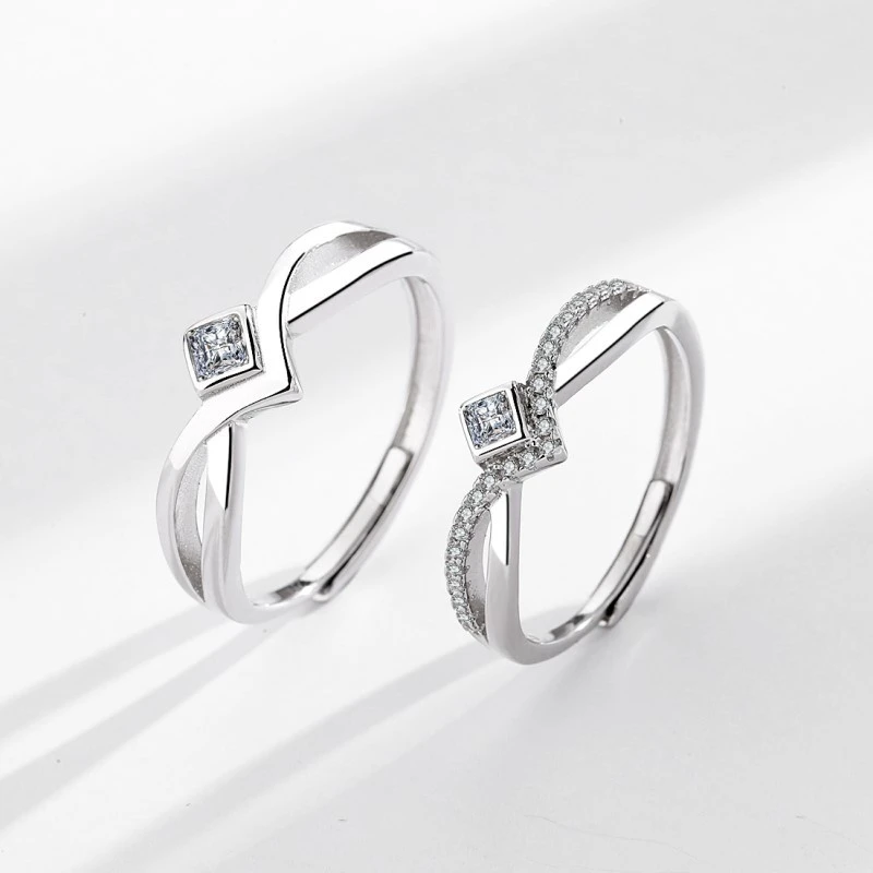 Sterling Silver Crown Couple Ring