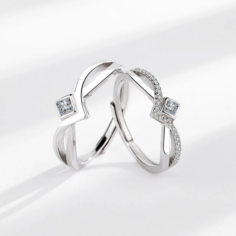 Sterling Silver Crown Couple Ring