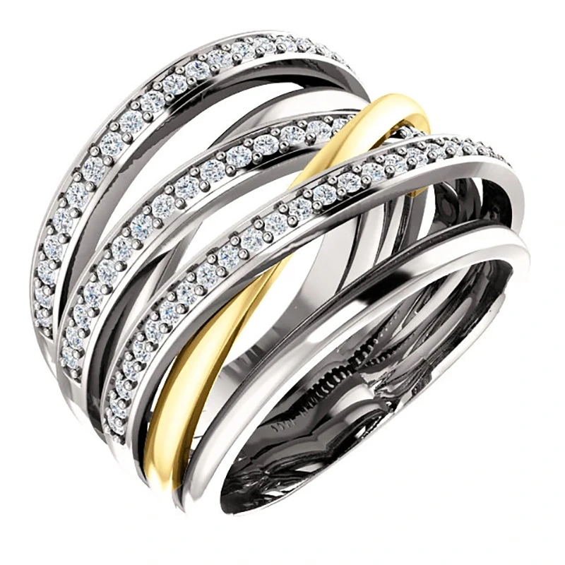 Creative Multi-line Winding Multi-row Inlaid Zircon Ring Trendy Ring Fashion Ring