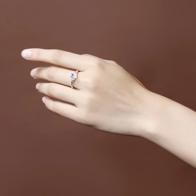 New Temperament Oval Light Sky Blue Ring