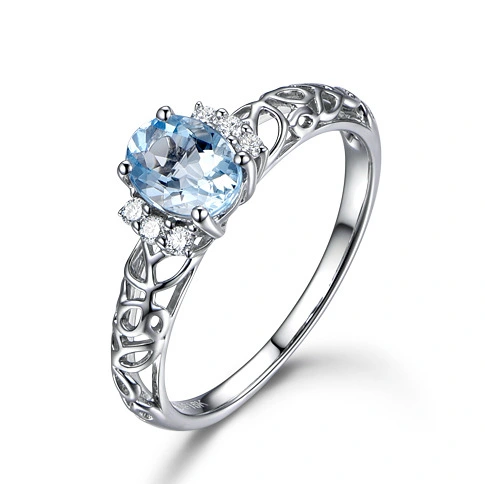 New Temperament Oval Light Sky Blue Ring