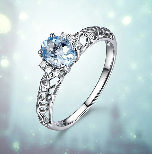 New Temperament Oval Light Sky Blue Ring