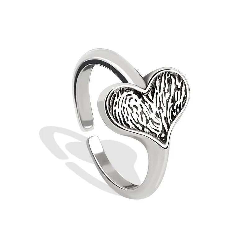 Thai Silver Love Ring Female Niche Design Fashion Light Luxury Exquisite Personality Retro Peach Heart High Sense Ring