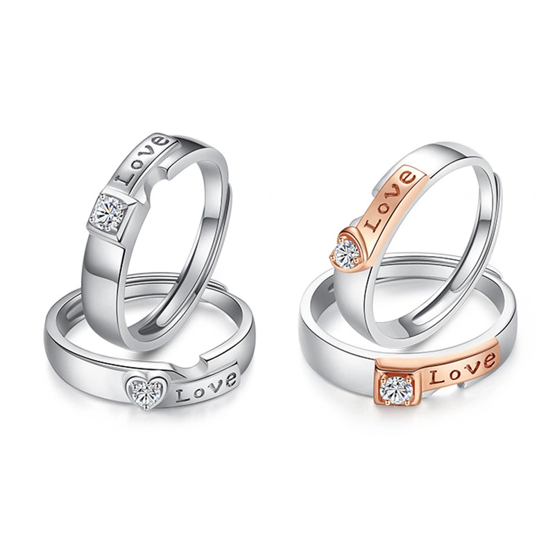 Korean Version Of Love Heart-shaped English Letters Love Men And Women Pair Ring Ring