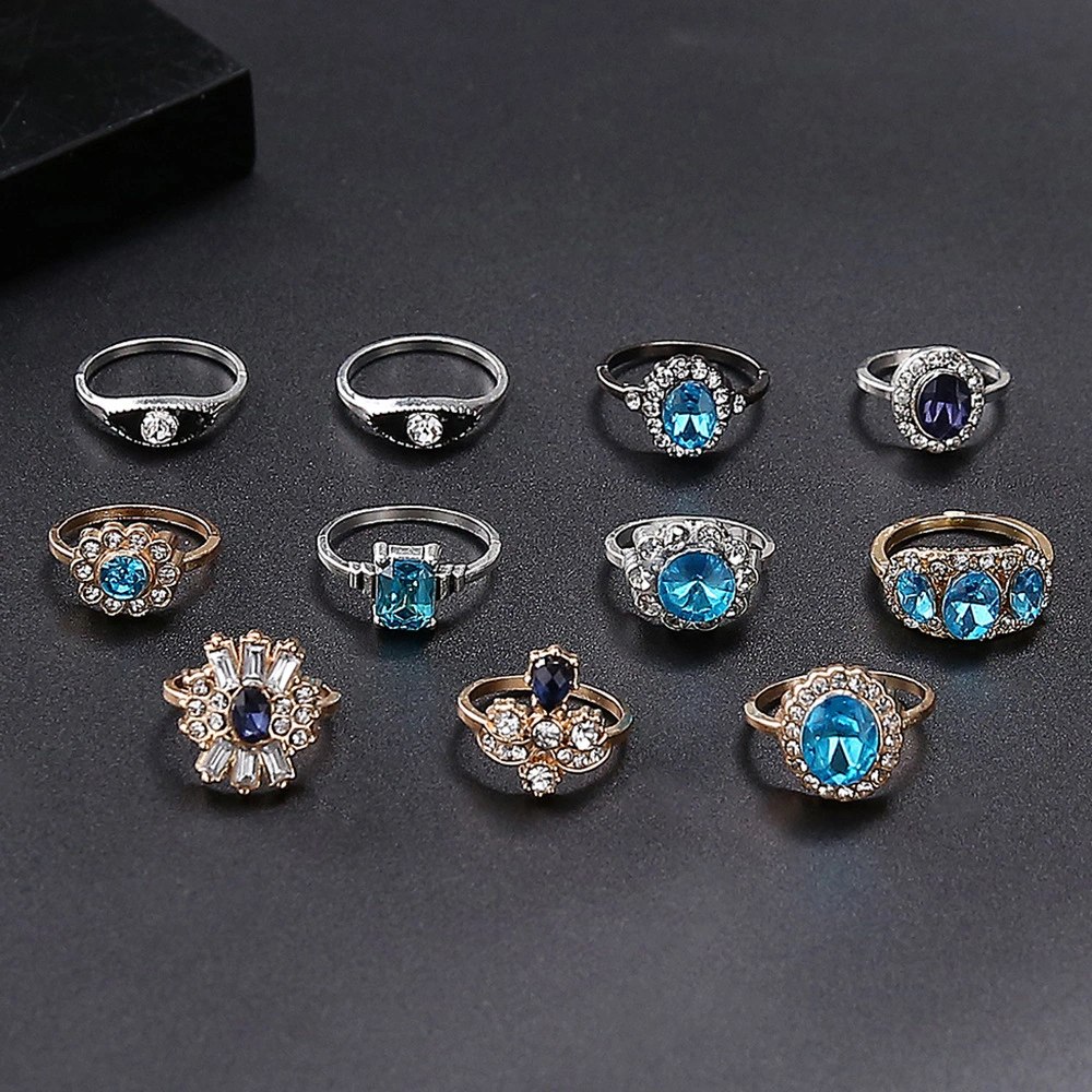 Fashion Temperament Gem Ring Gold And Silver Two-tone Ring Women