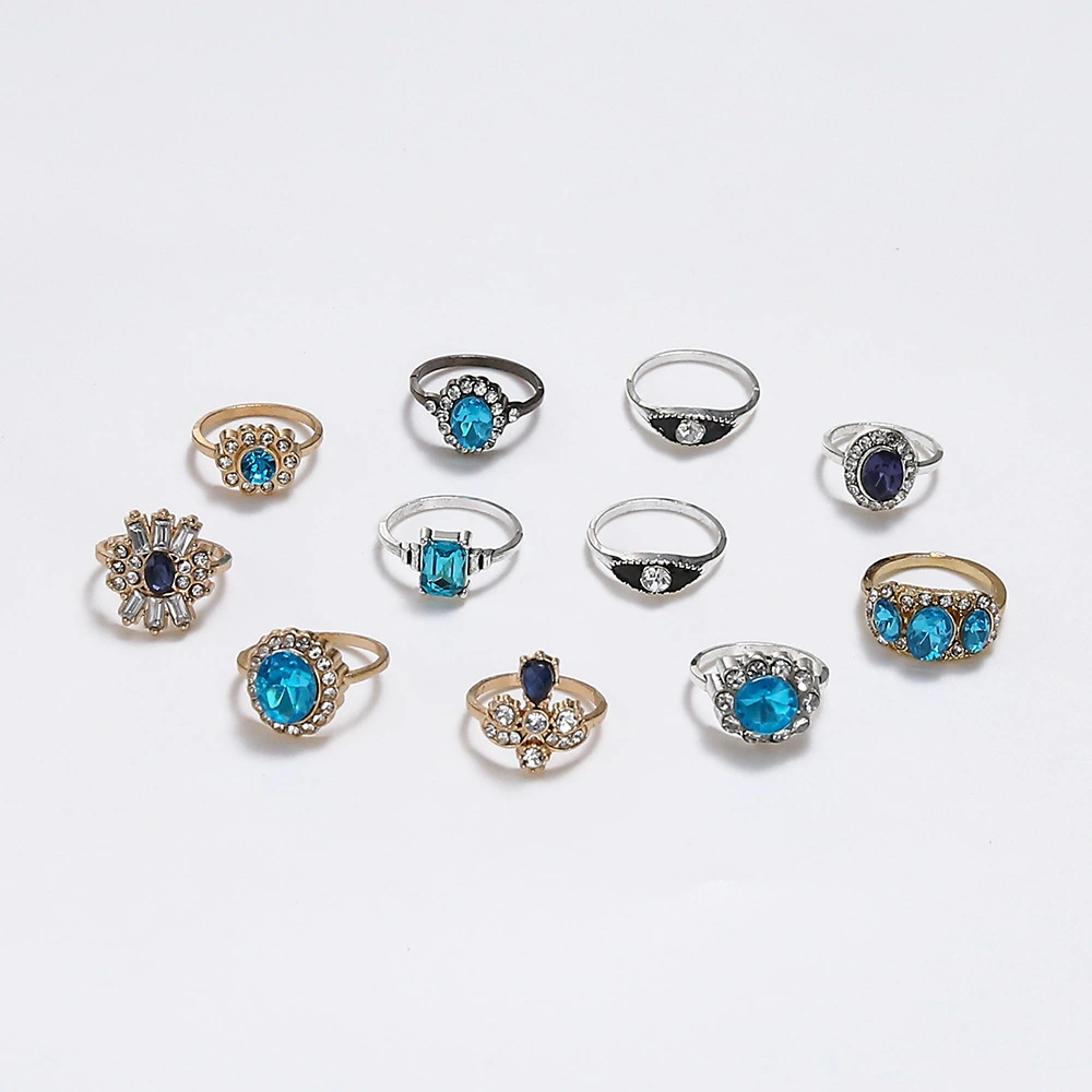 Fashion Temperament Gem Ring Gold And Silver Two-tone Ring Women