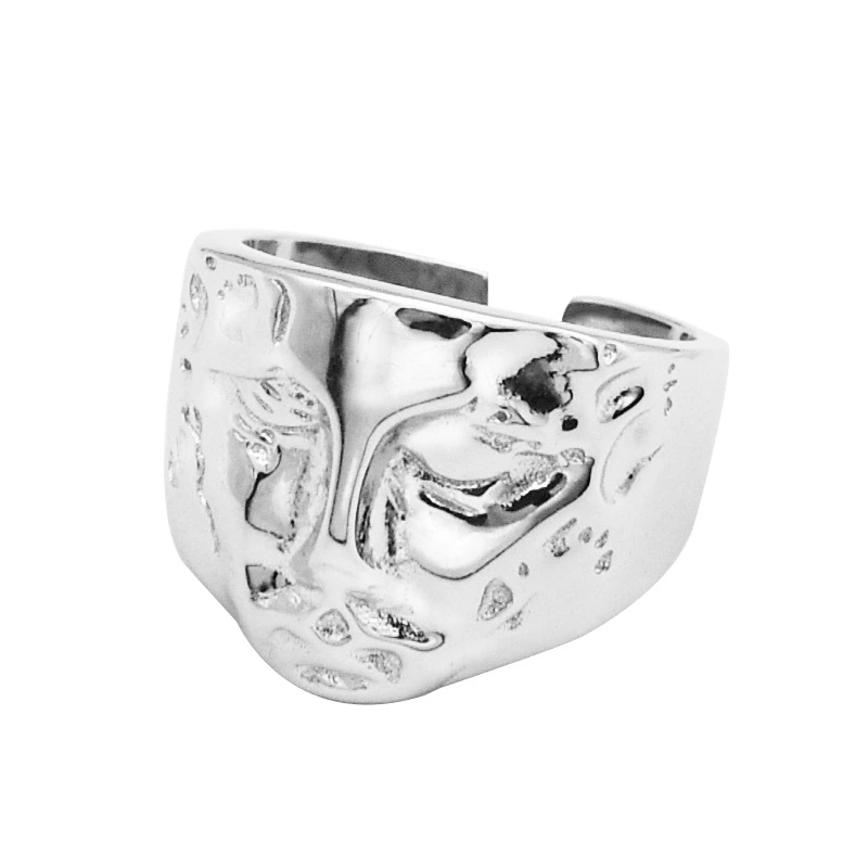 S925 Sterling Silver Heavy Worker Face Ring Ins Female Models