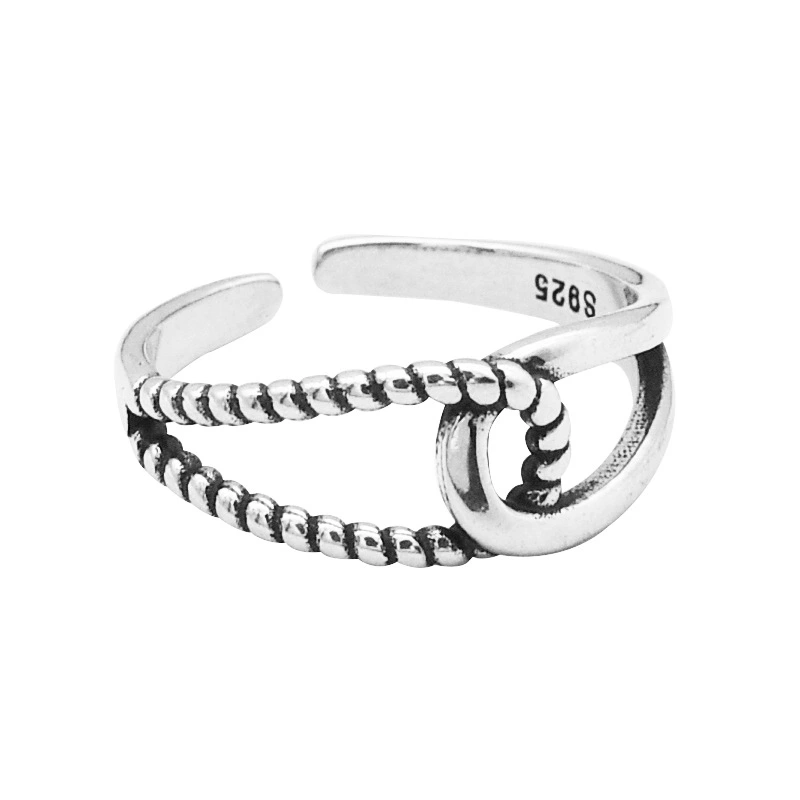 Ins Temperament Cold Wind Jewelry S925 Sterling Silver Retro Interwoven Twist Ring