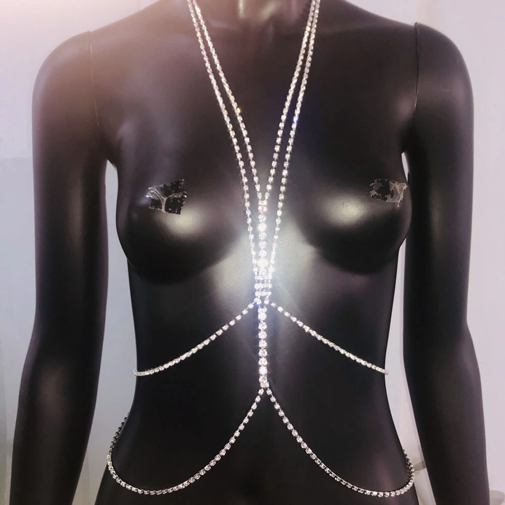 Rhinestone Body Chain Beauty Body Sexy Bikini Breast Chain European And American Beach Jewelry Women