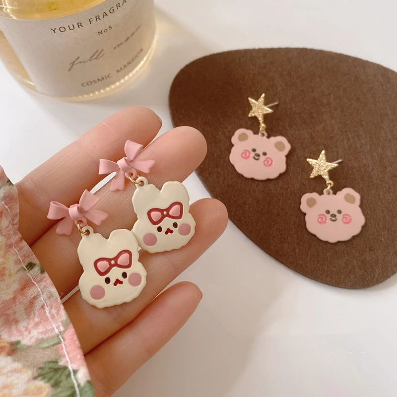 Bow-knot Earrings Small Rabbit Cute Ear Clips
