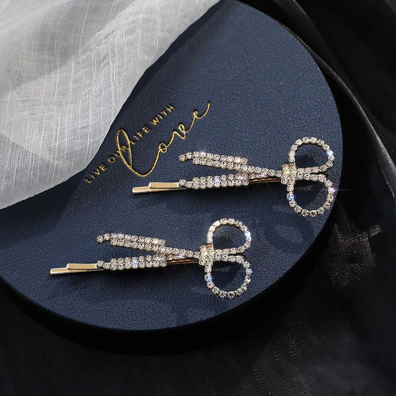 Fashion Creative Scissors Rhinestone Hairpin