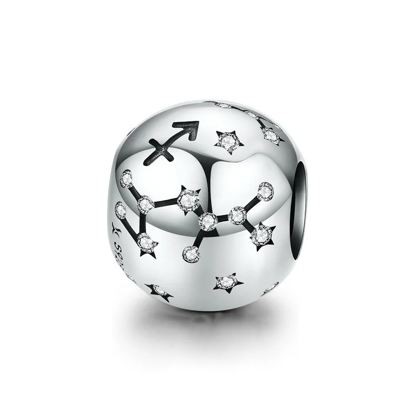 Twelve Constellation Sterling Silver Beads Diy Beaded Bracelet Jewelry
