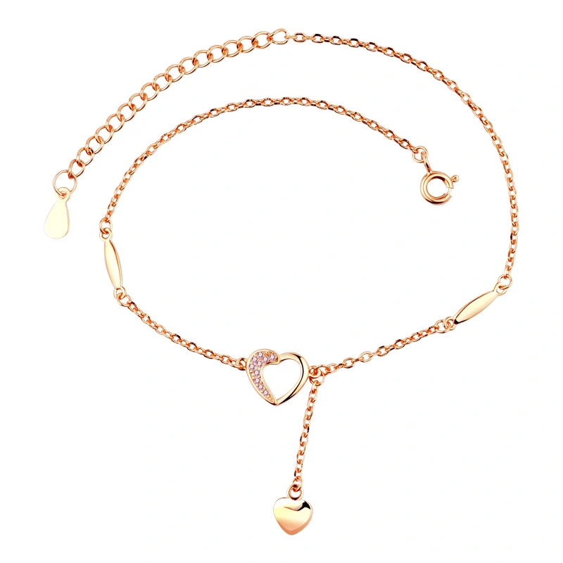 S925 Sterling Silver Rose Gold Plated Anklet Female Temperament Japanese And Korean Net Red Silver Jewelry