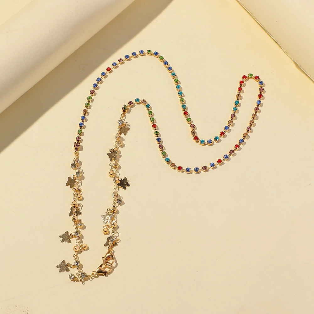 Colorful Diamond Chain Butterfly Mask Chain