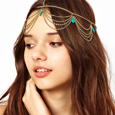 Bohemian Ethnic Style Turquoise Tassel Headband