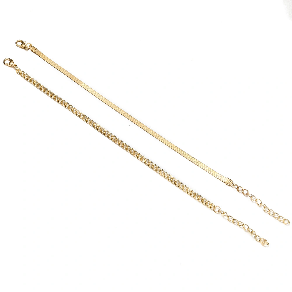 Two-piece Anklet Flat Snake Chain Combination Foot Ornament