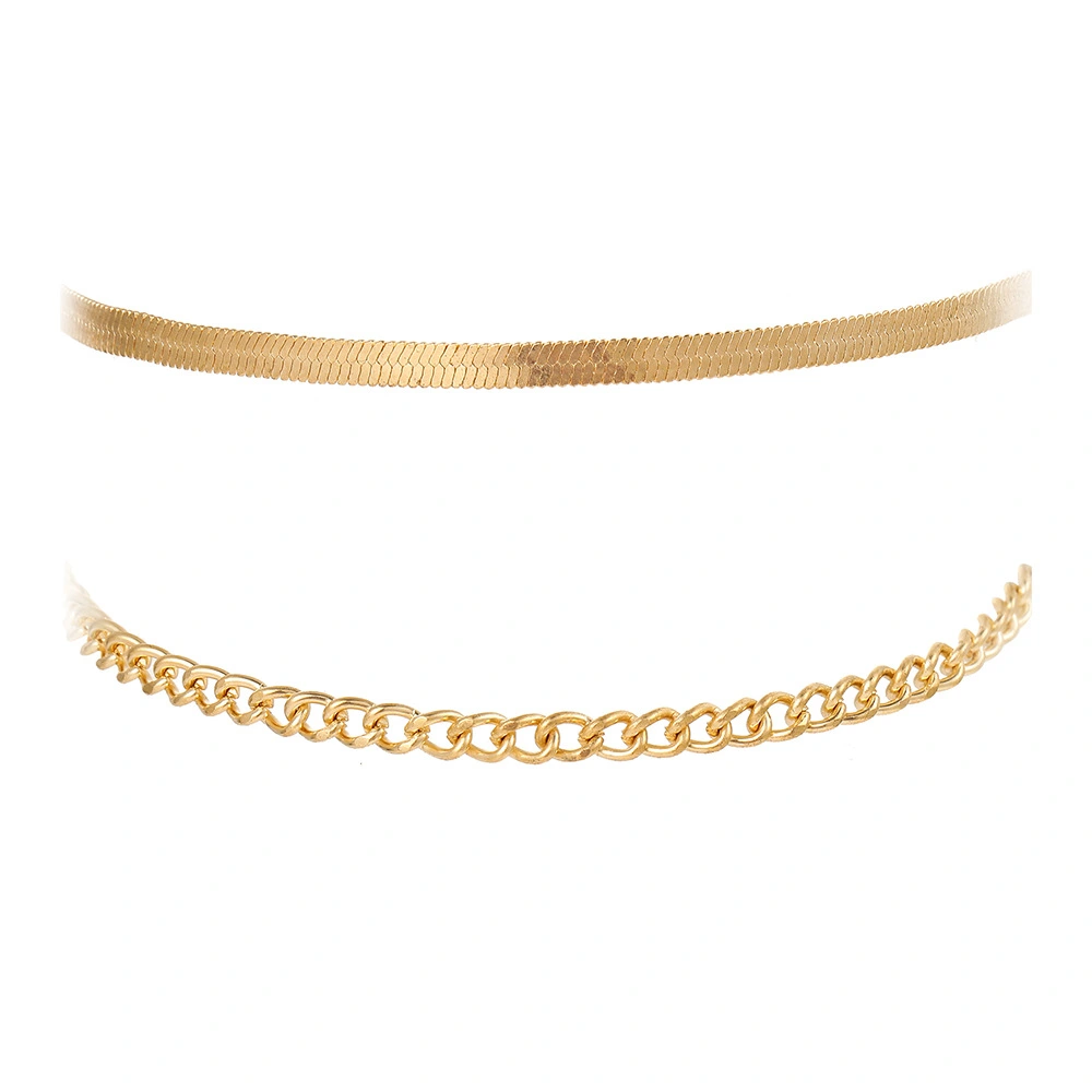 Two-piece Anklet Flat Snake Chain Combination Foot Ornament