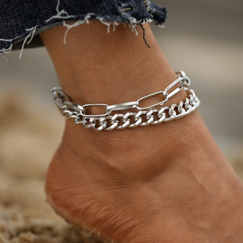 Personalized Fashion Thick Chain Anklet Set