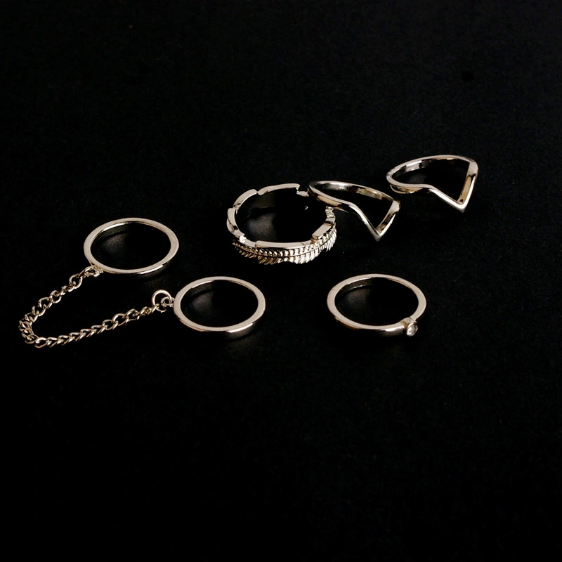 Six-piece Set Ring With Finger Chain 6