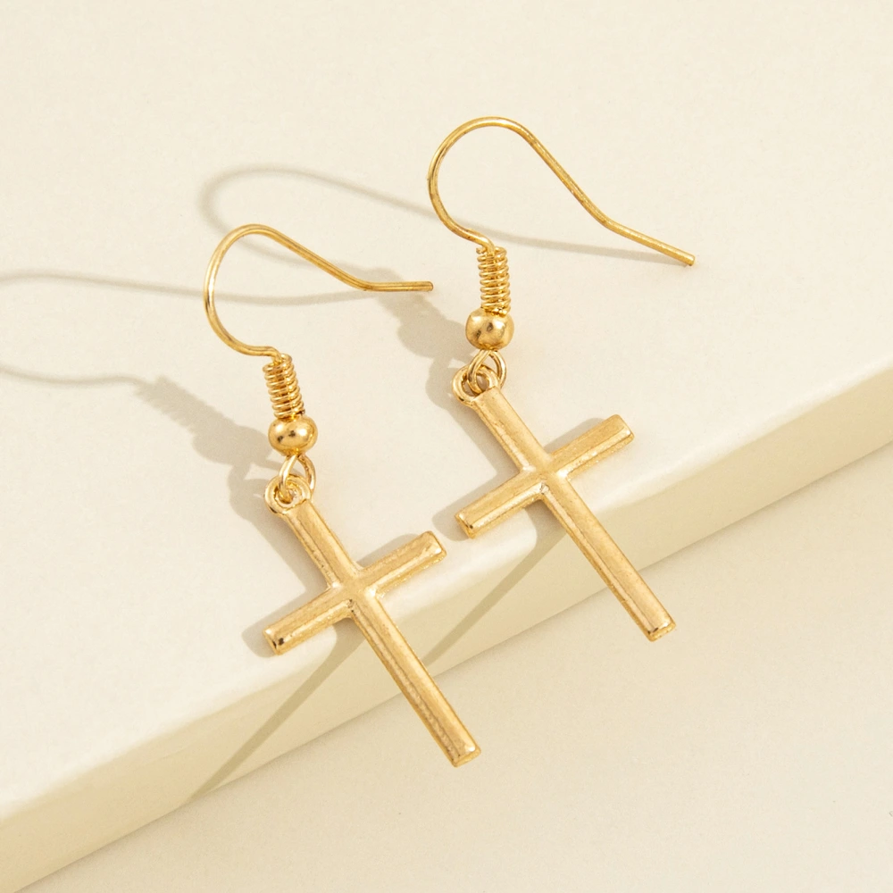 Simple Retro Cross Pendant Earrings Temperament Female Accessories