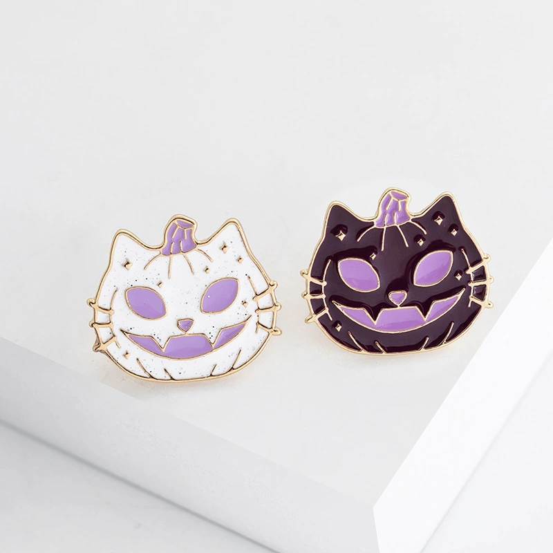 Halloween Purple And White Funny Devil Pumpkin Brooch