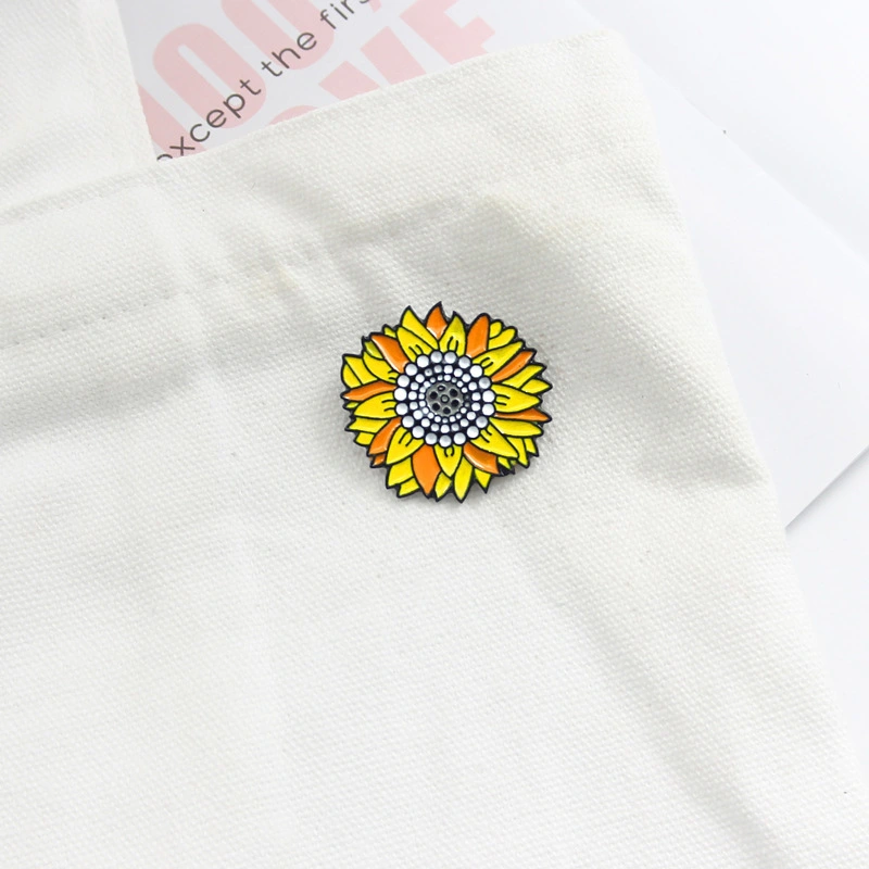 Orange Sunflower Denim Jacket Brooch