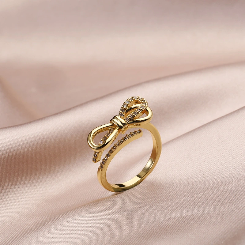 Korean Fashion Steel Nail Classic Bow Titanium Steel Ring