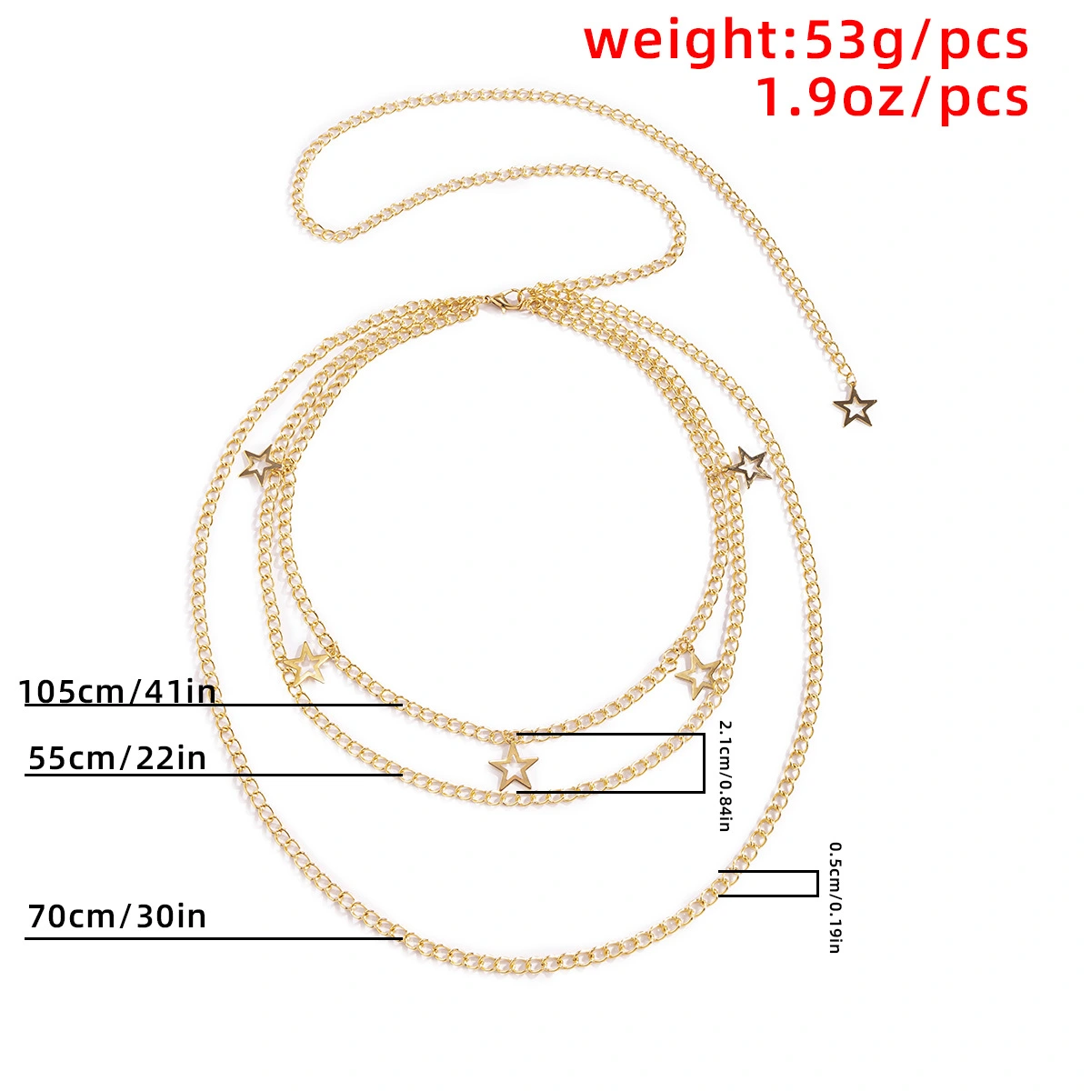 Punk Style Star Multilayer Body Chain Simple Metal Tassel Waist Chain