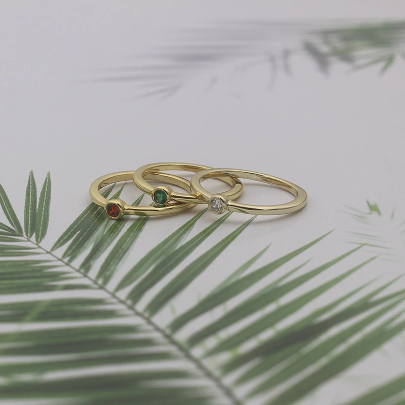 Cross-border 18k Gold Plated Zircon Ring With Edging Zircon Ring