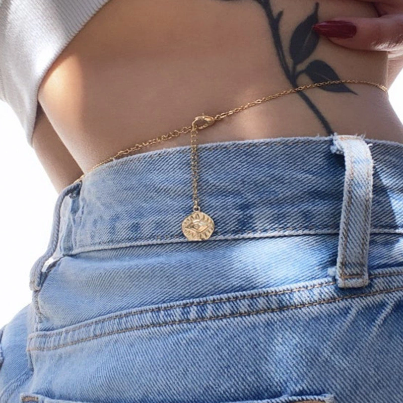 Fashion Alloy Metal Turkish Eye Waist Chain Casual Summer Jeans Chain