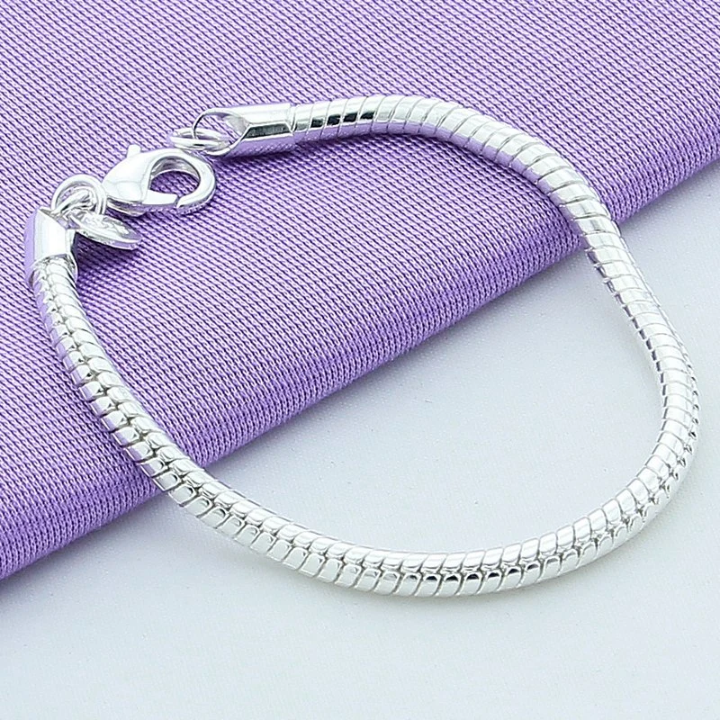 Silver Plated Large Snake Bone Bracelet Necklace Set