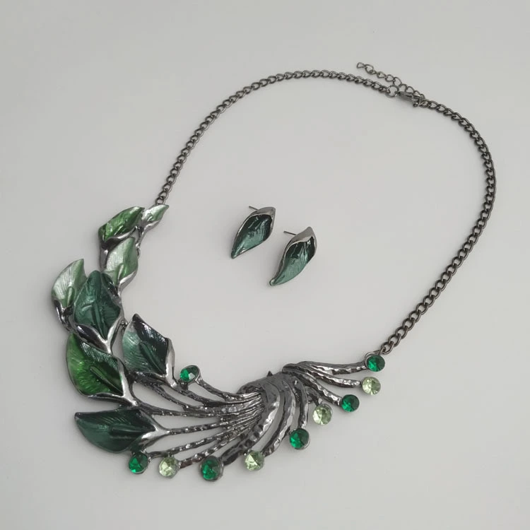 Necklace Alocasia Flower Earring Necklace Set