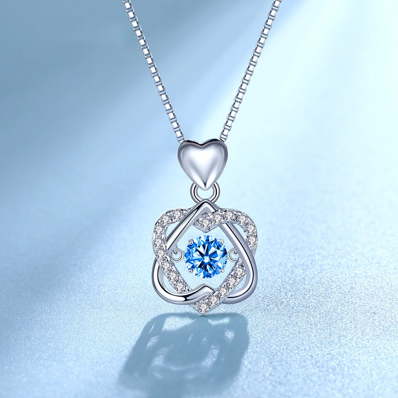 Simulated Aquamarine Topaz, Light And Luxurious, Full Diamond Pendant