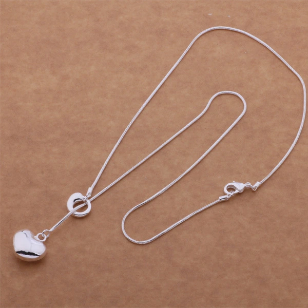 925 Silver Jewelry Silver-plated Necklace Korean Fashion Heart-shaped Necklace