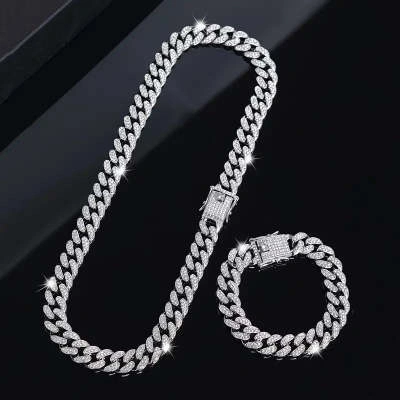 Street Cuban Chain Full Diamond Rough Alloy Cuban Bracelet