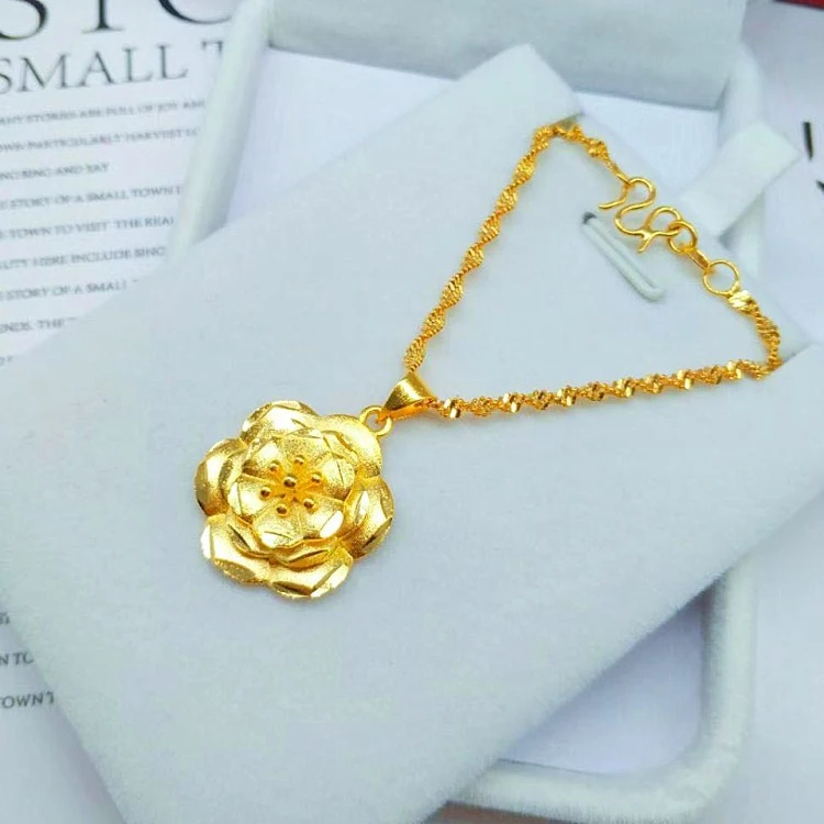 Brass Gold-plated Matte Rose Pendant