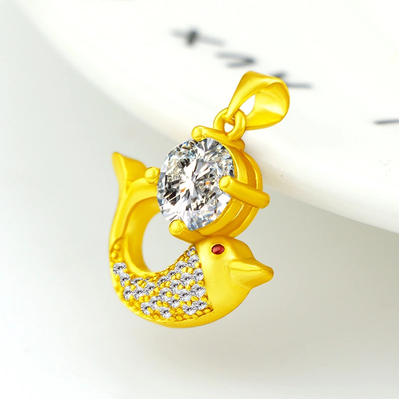 24k Gold-plated Jewelry Exquisite Diamond Dolphin Pendant