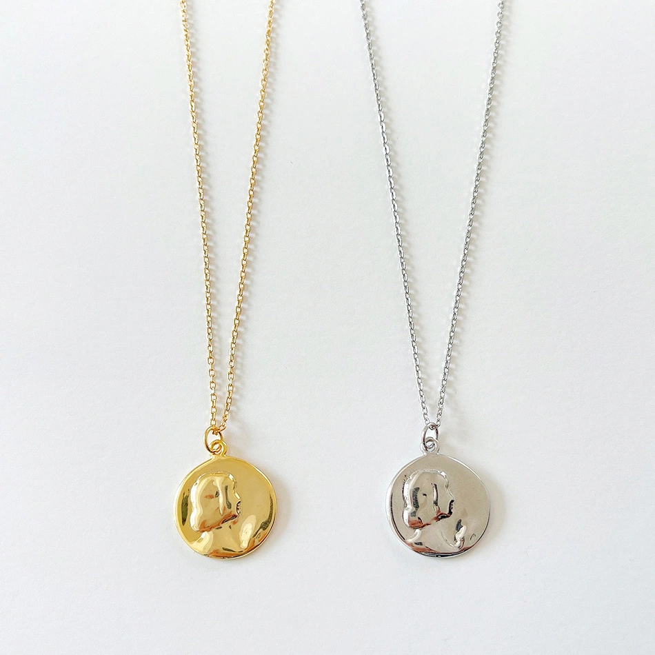 Sterling Silver Golden Portrait Coin Necklace