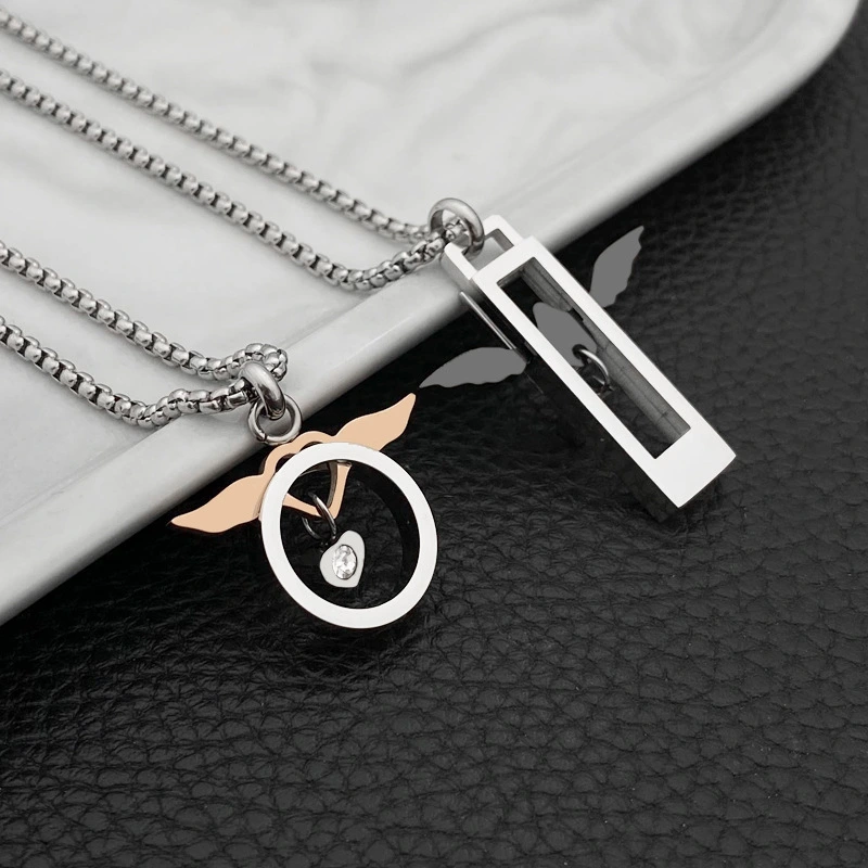 Ins Titanium Steel Love Angel Couple Necklace Jewelry