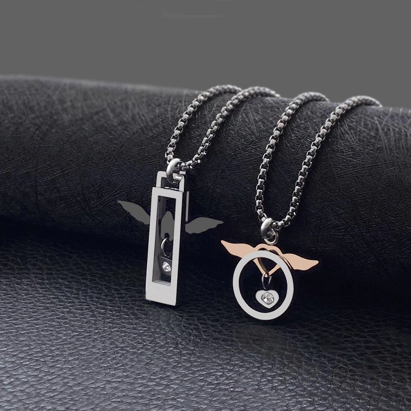 Ins Titanium Steel Love Angel Couple Necklace Jewelry