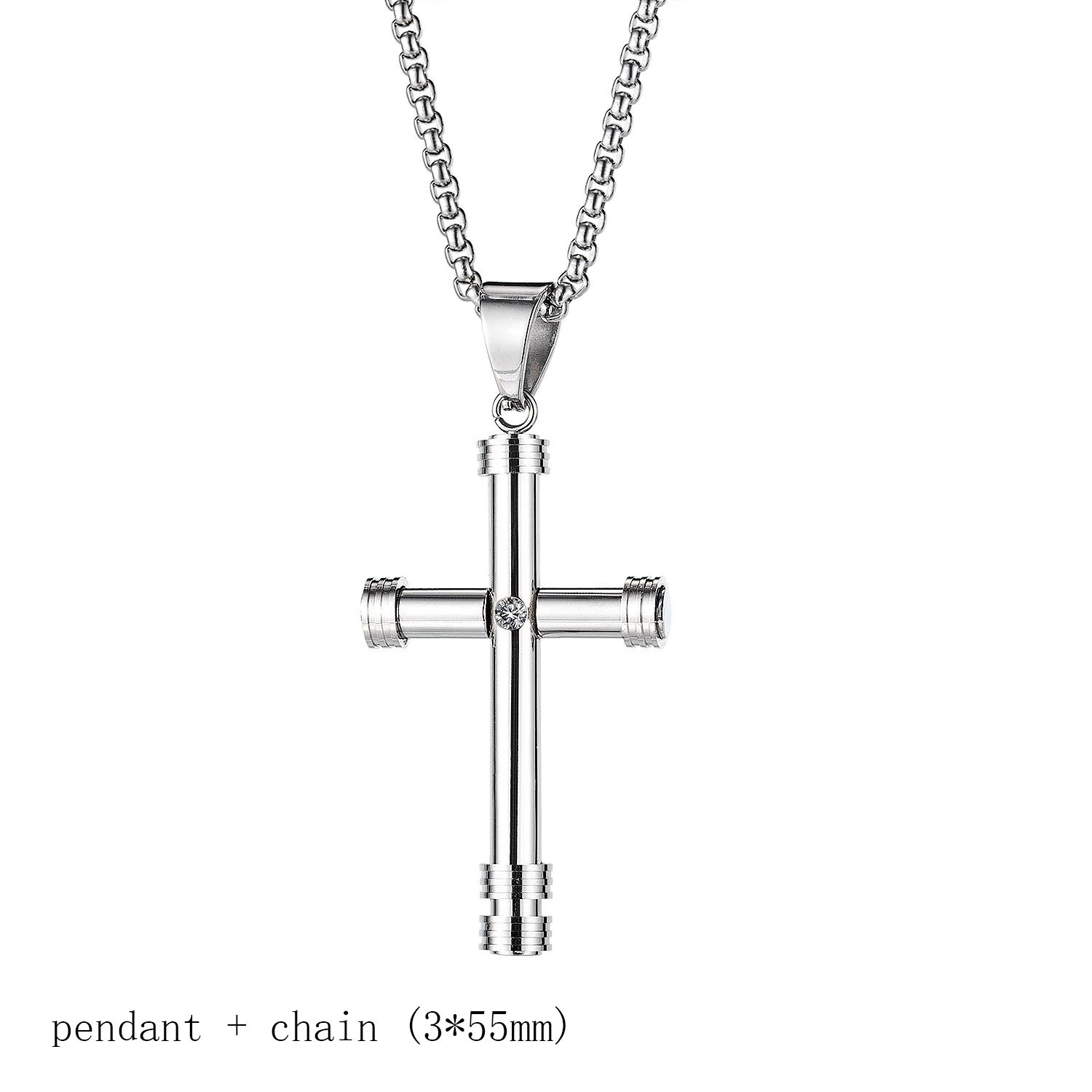 Men's Cross Pendant Stainless Steel Necklace