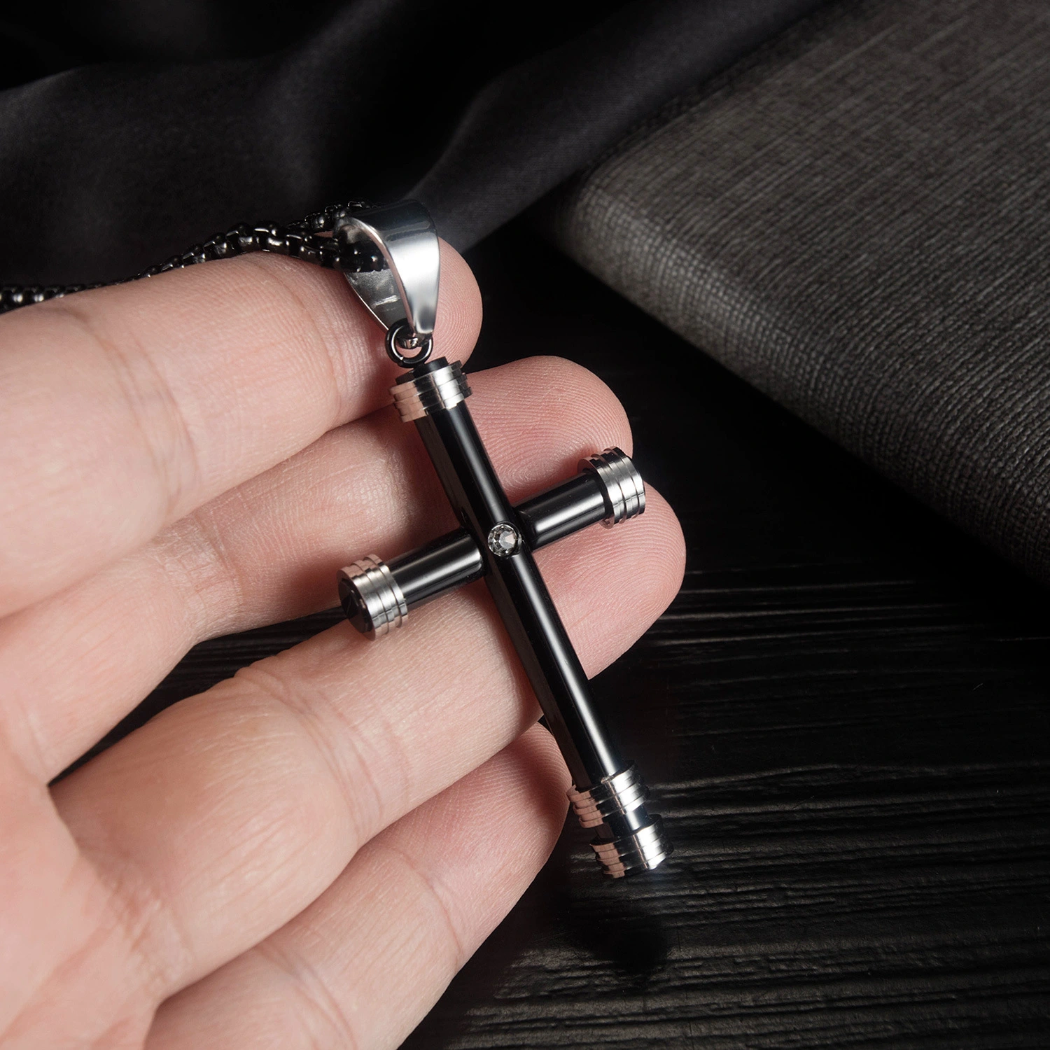 Men's Cross Pendant Stainless Steel Necklace