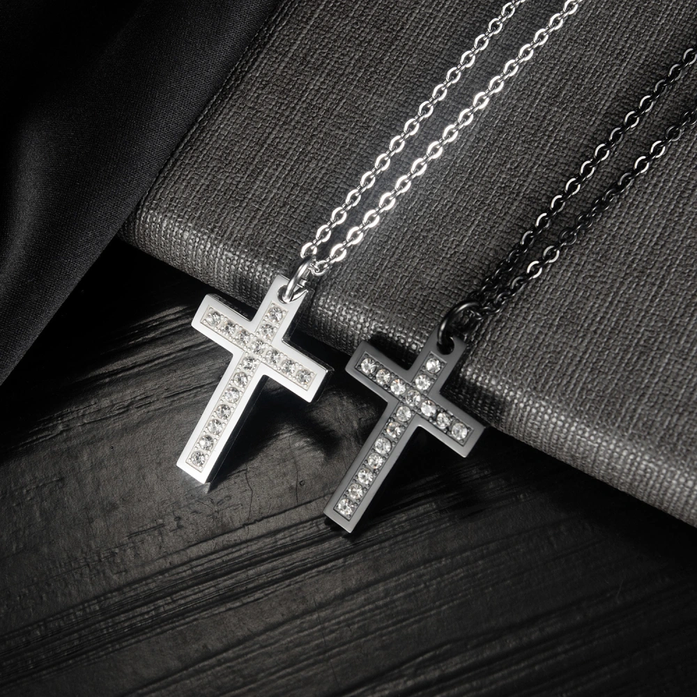 Fashion Retro Inlaid Zircon Cross Necklace