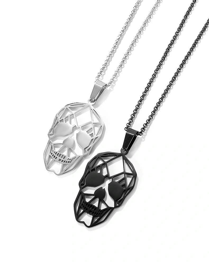 Personality Trend Gothic Hip Hop Hollow Skull Titanium Steel Necklace