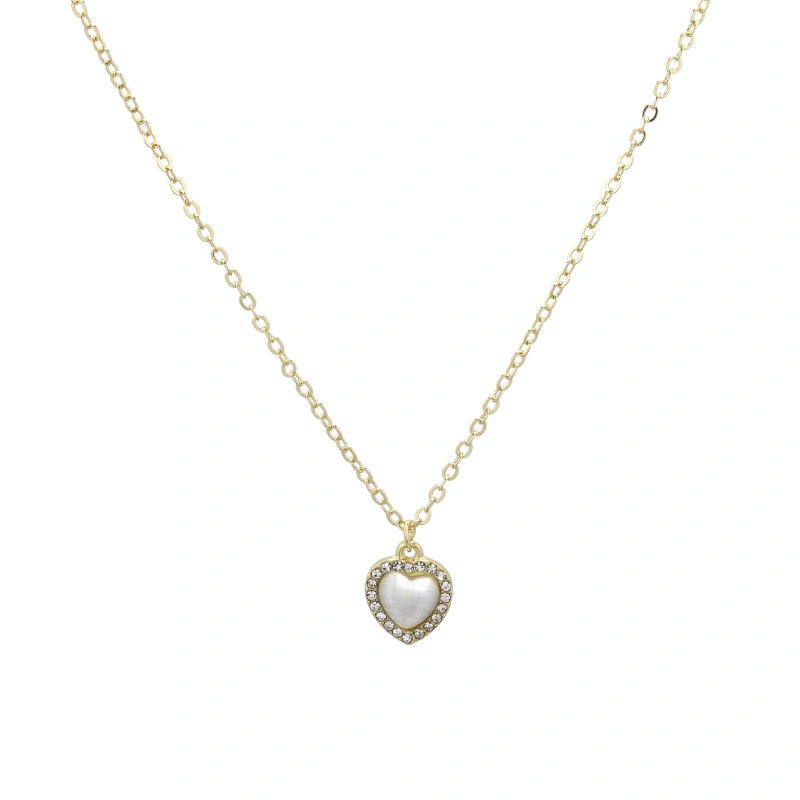 New Gold With Diamond Love Small Necklace Ins Niche Light Luxury