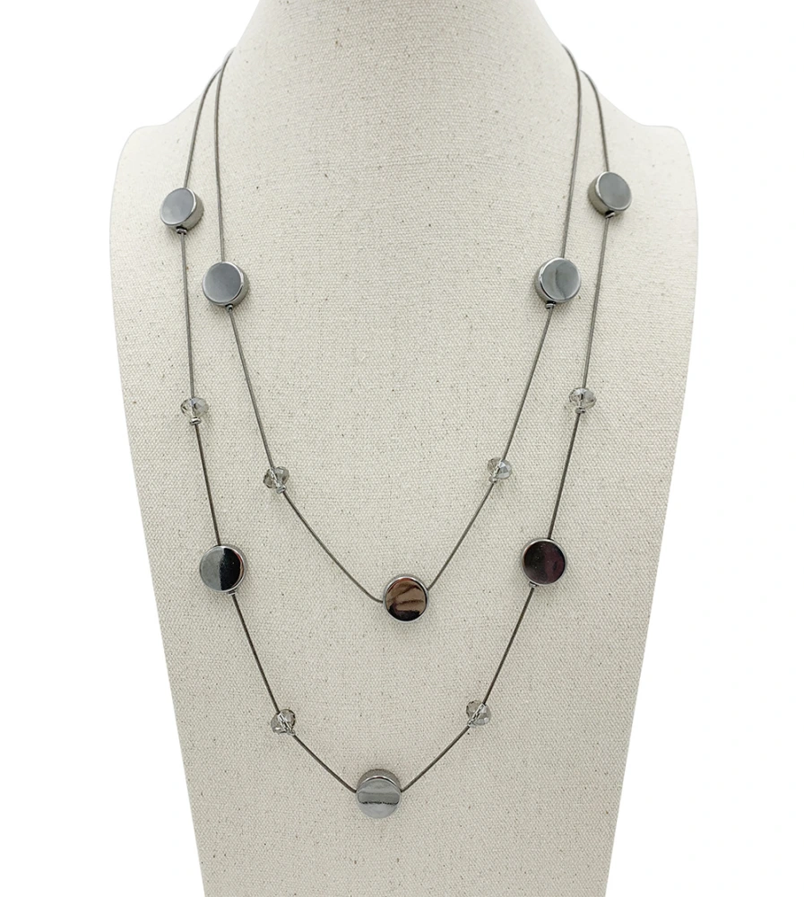 European And American Trend Double-layer Beads Handmade Long Necklace