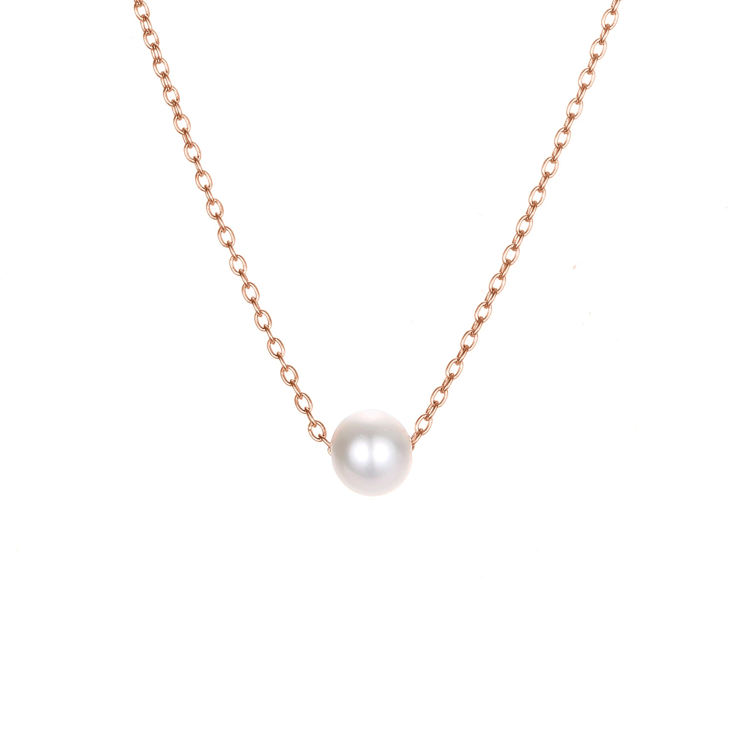 Jujie Europe and America cross border new accessories simple pearl pendant female 316L stainless steel gold plated necklace clavicle chain