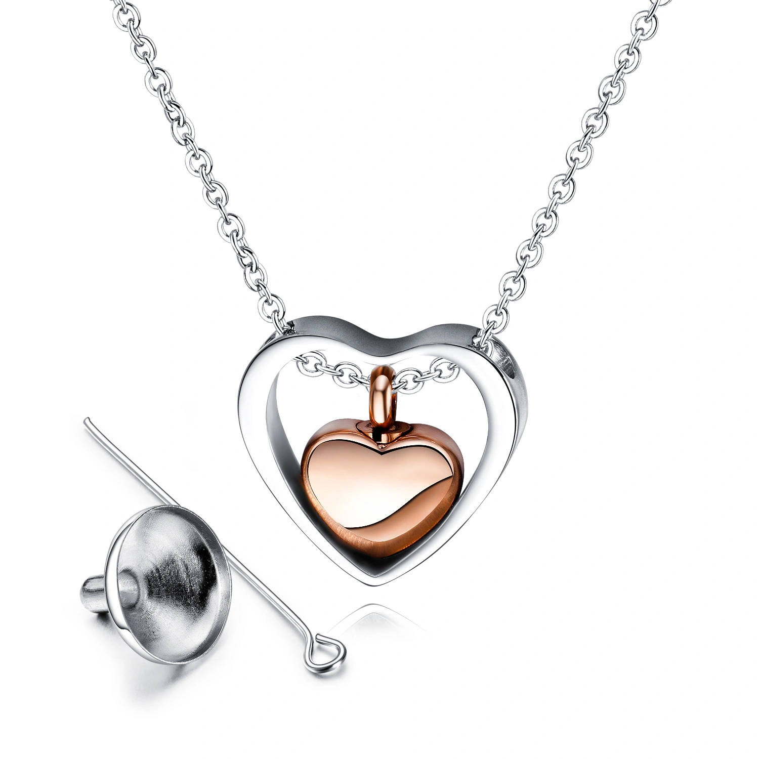 Love Lady Titanium Steel Necklace Personalized Design Pet Ashes Box