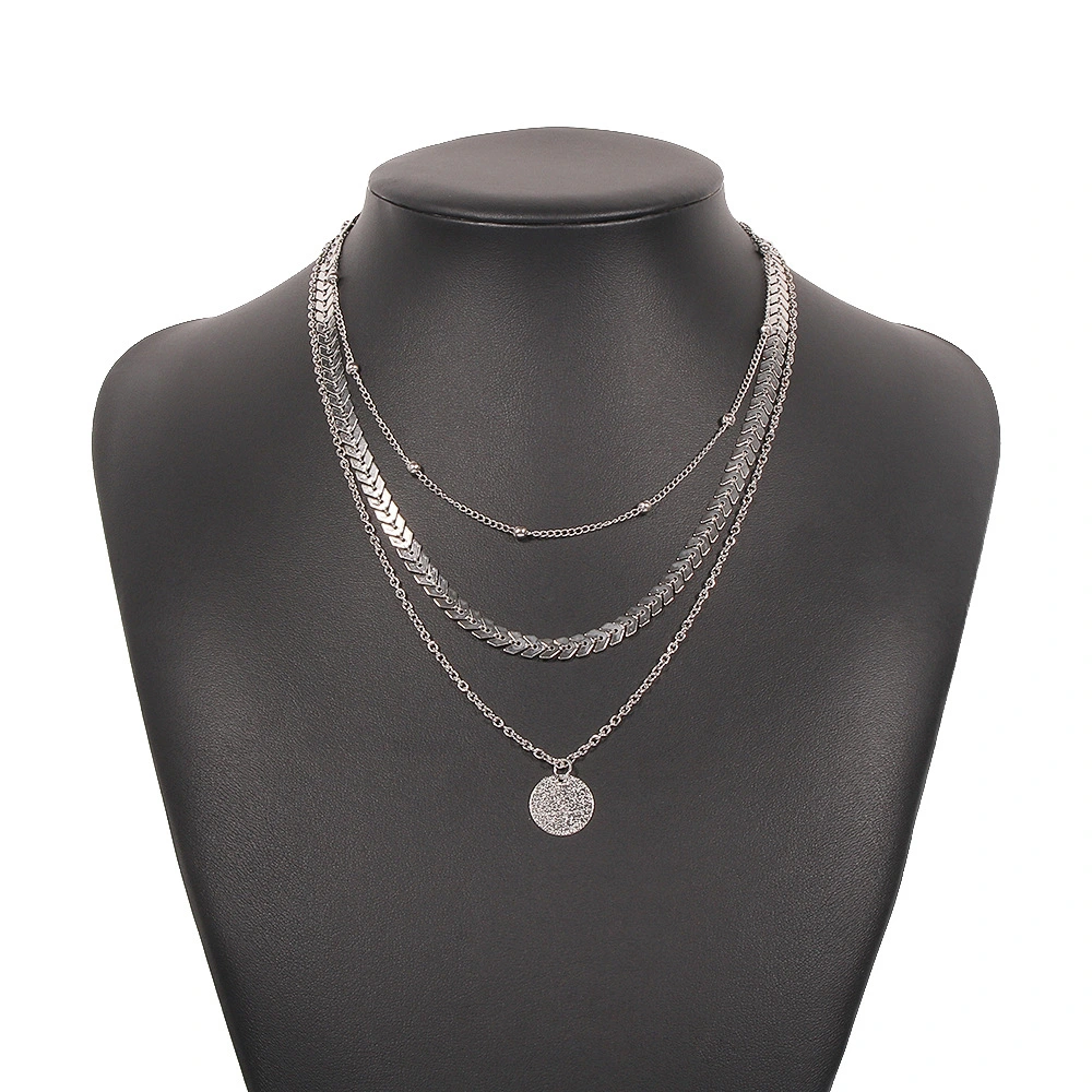 Geometric Disc Retro Trend Chain Necklace