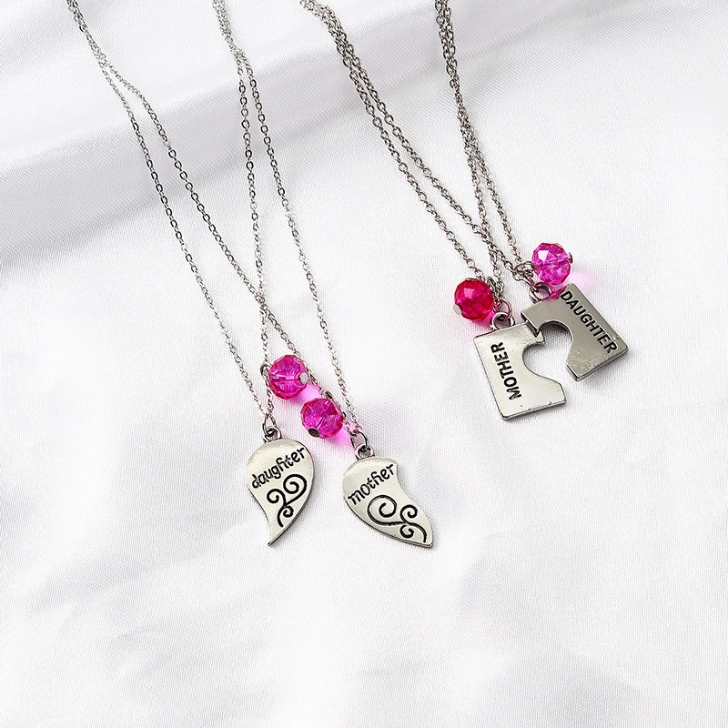 Mother And Daughter Heart-Shaped Matching Letter Necklace